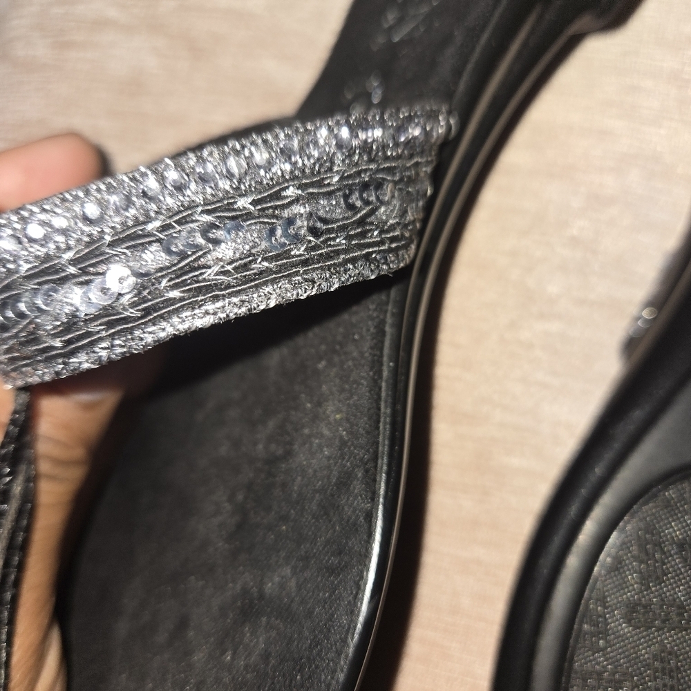 Italian Shoemakers Black Sandals with Sparkly Straps - Picture 4 of 4